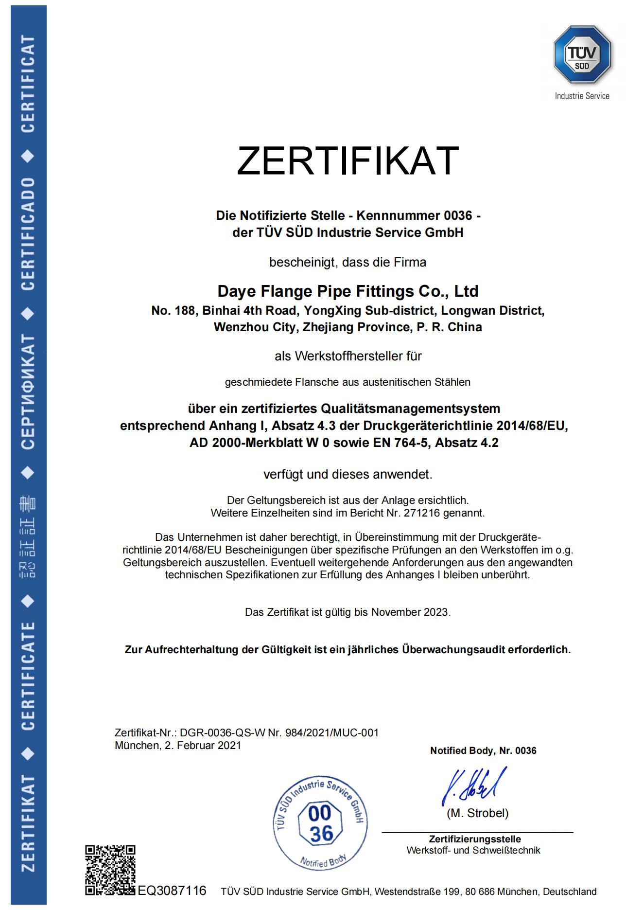 Die Notifizierte Stelle - Kennnummer 0036 - der TÜV SÜD Industrie Service GmbH(图1)